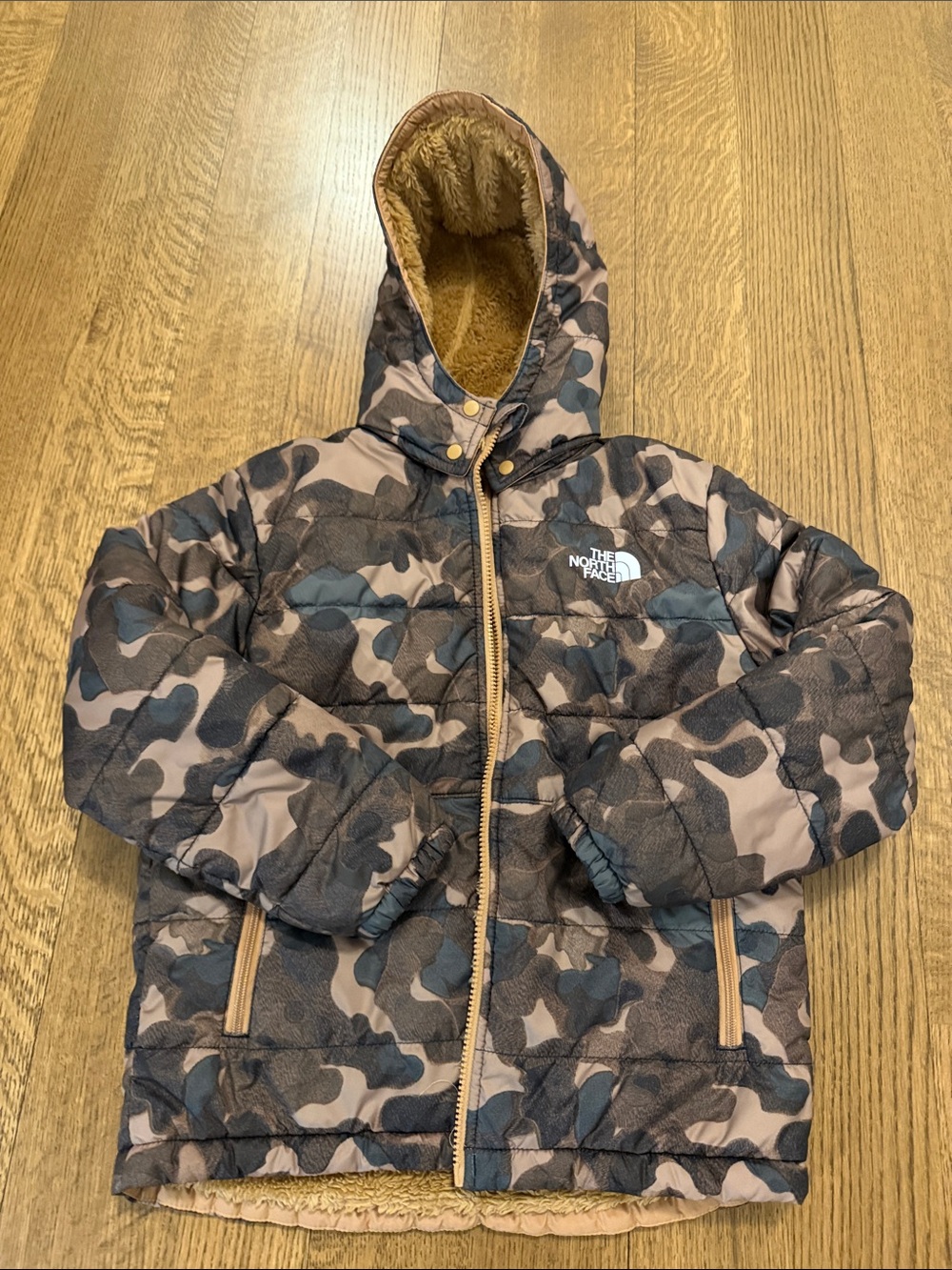 The North Face Kids' Camouflage Puffer Jacket - Brown & Gray